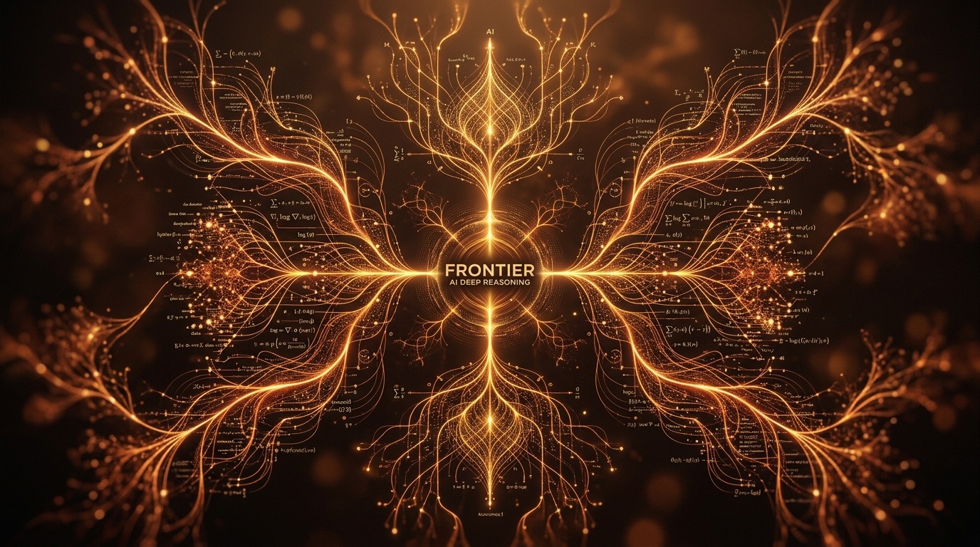 Glowing golden amber neural networks representing Anthropic Claude Opus 5.5 frontier adaptive reasoning and million-token context window