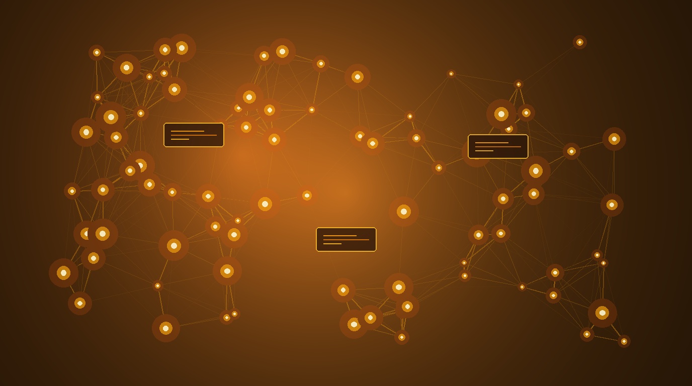 Decentralized multi-agent coordination mesh under Model Context Protocol 2.0 with cryptographic zero-trust validation paths glowing in warm amber and gold tones
